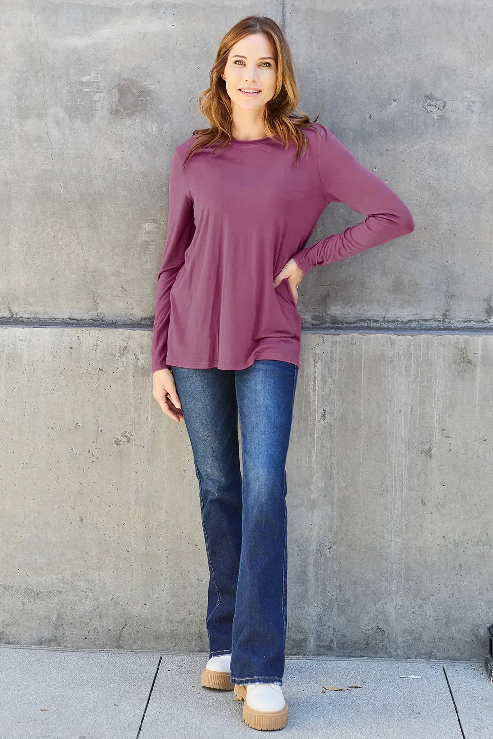 Basic Bae Full Size round Neck Long Sleeve Top