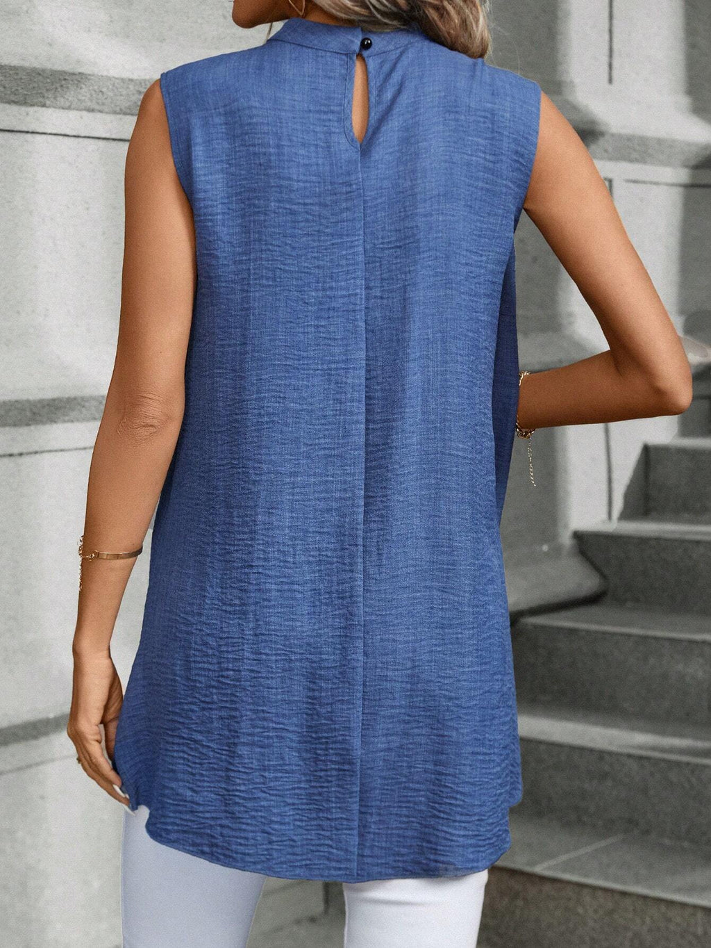 SHEIN LUNE Women's Asymmetrical Hem Sleeveless Top