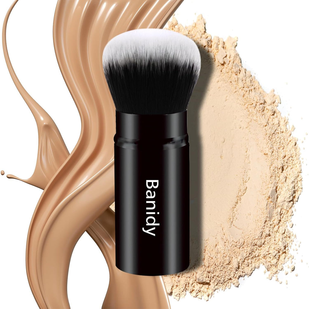 Retractable Kabuki Makeup Brush for Travel - Portable Blush Application