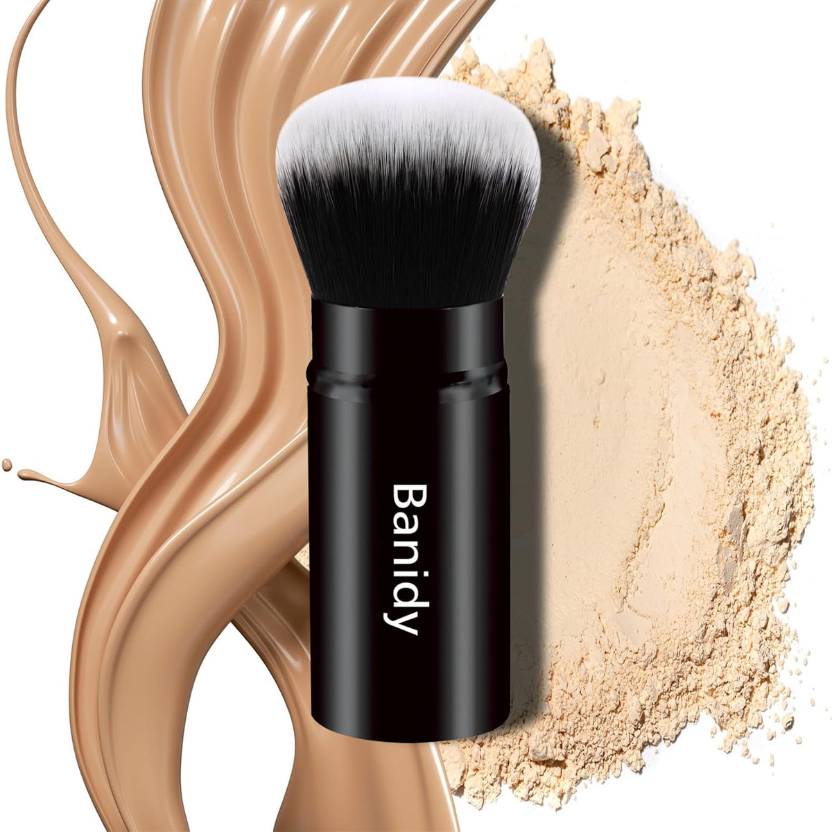 Retractable Kabuki Makeup Brush for Travel - Portable Blush Application