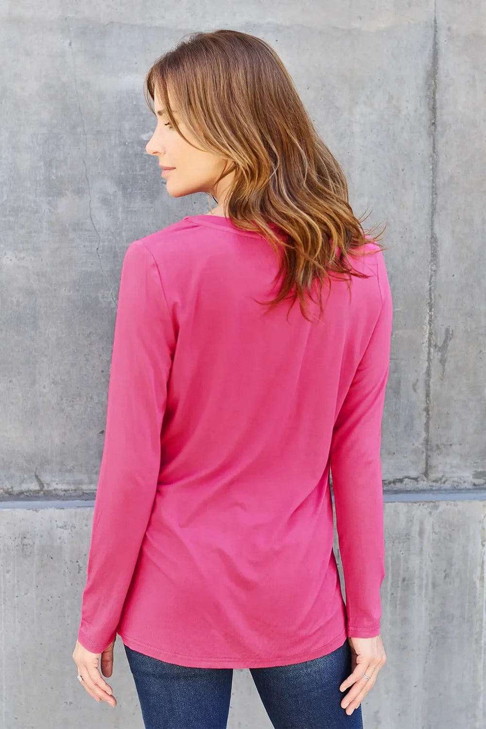 Essential V-Neck Long Sleeve Top in Full Size