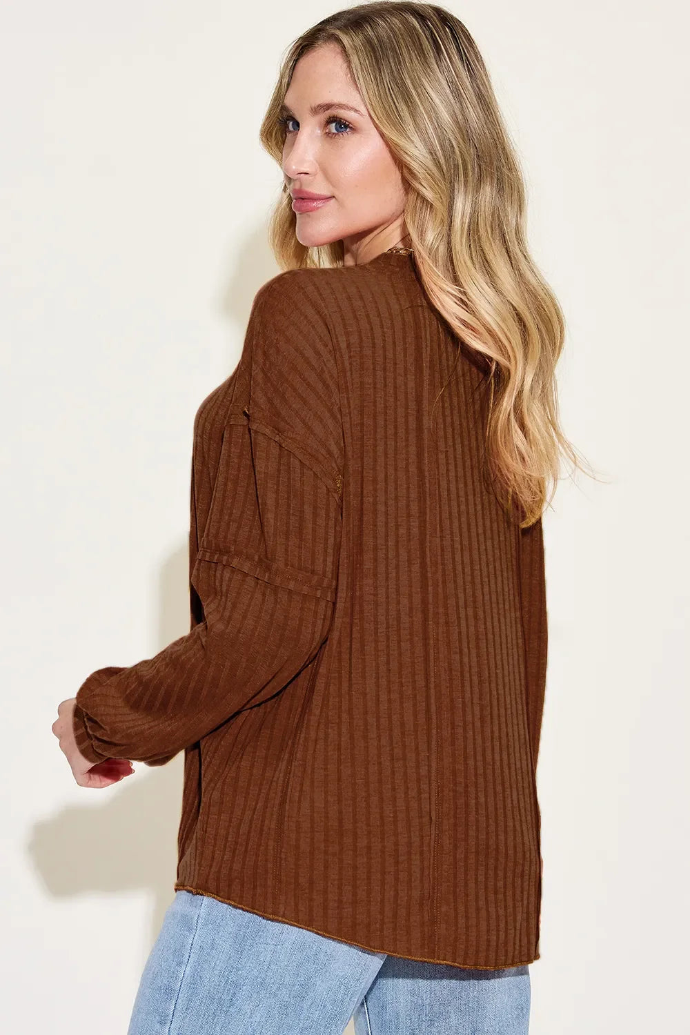 Basic Bae Full Size Ribbed round Neck Long Sleeve T-Shirt