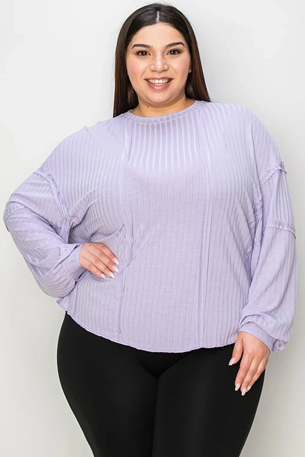 Basic Bae Full Size Ribbed round Neck Long Sleeve T-Shirt