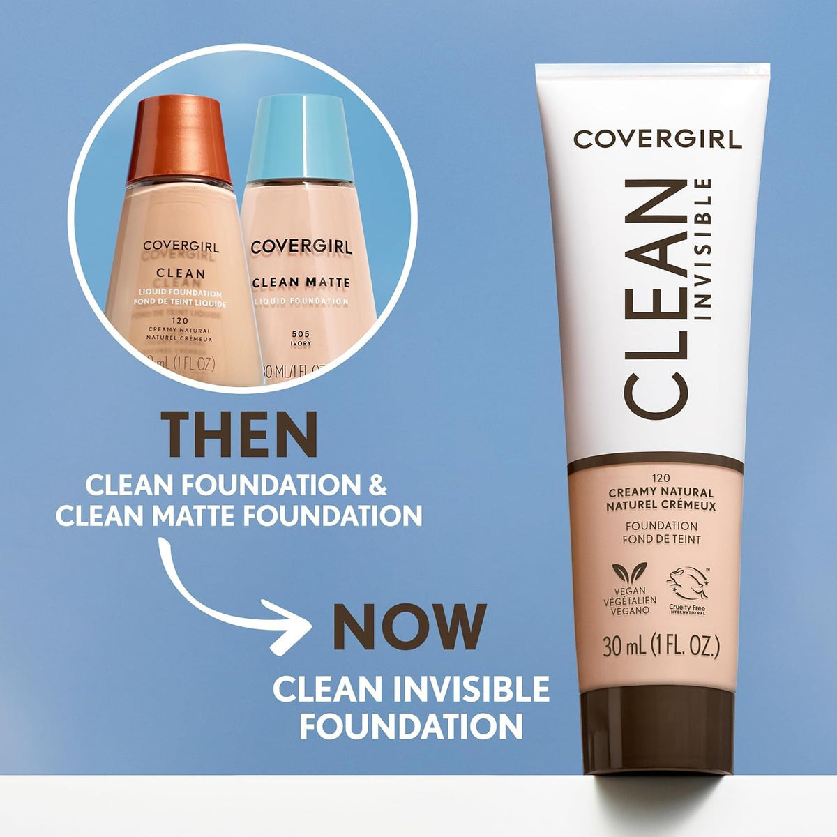 Clean Makeup Foundation - Creamy Natural 120, 1 oz (Packaging May Vary)