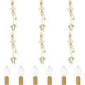Set of 6 Gold Pearl Bow Keychains with Metal Charms and Organza Bags for Wedding and Bridal Shower Favors