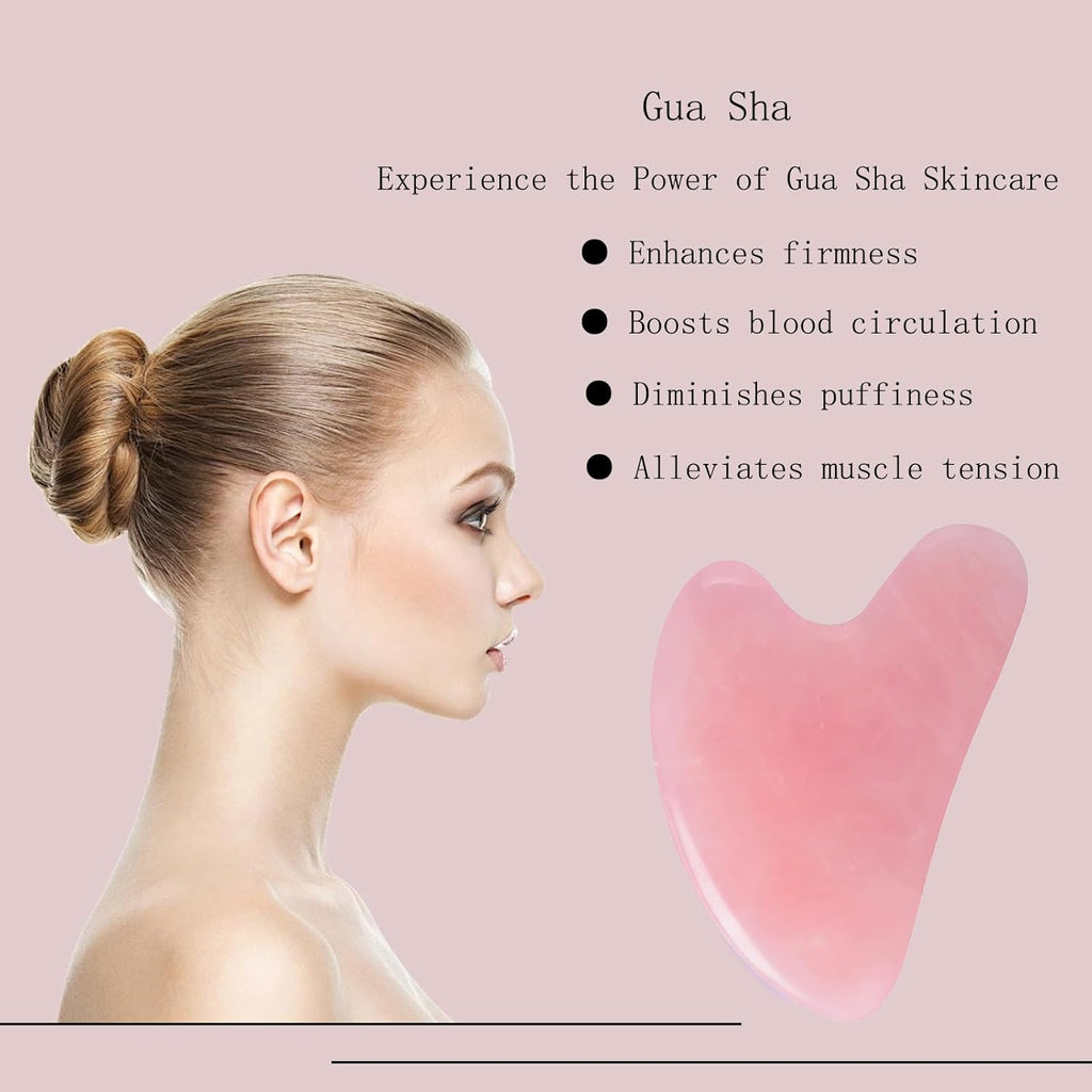 Gua Sha Jade Stone Massage Tool for Facial and Body Care - Pink Spa Acupuncture Accessory for Skin Treatment and Relaxation, Ideal Gift for Women