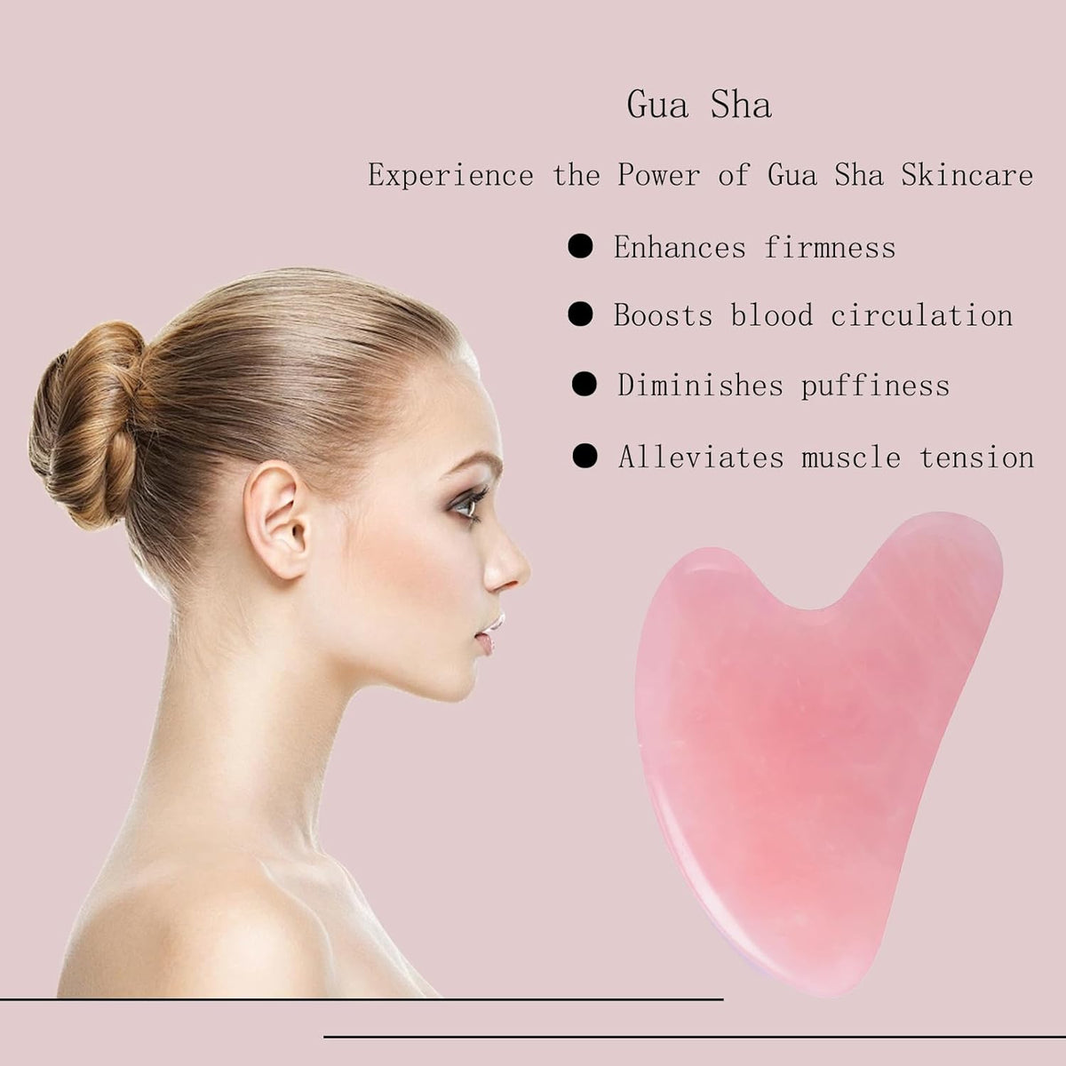 Gua Sha Jade Stone Massage Tool for Facial and Body Care - Pink Spa Acupuncture Accessory for Skin Treatment and Relaxation, Ideal Gift for Women
