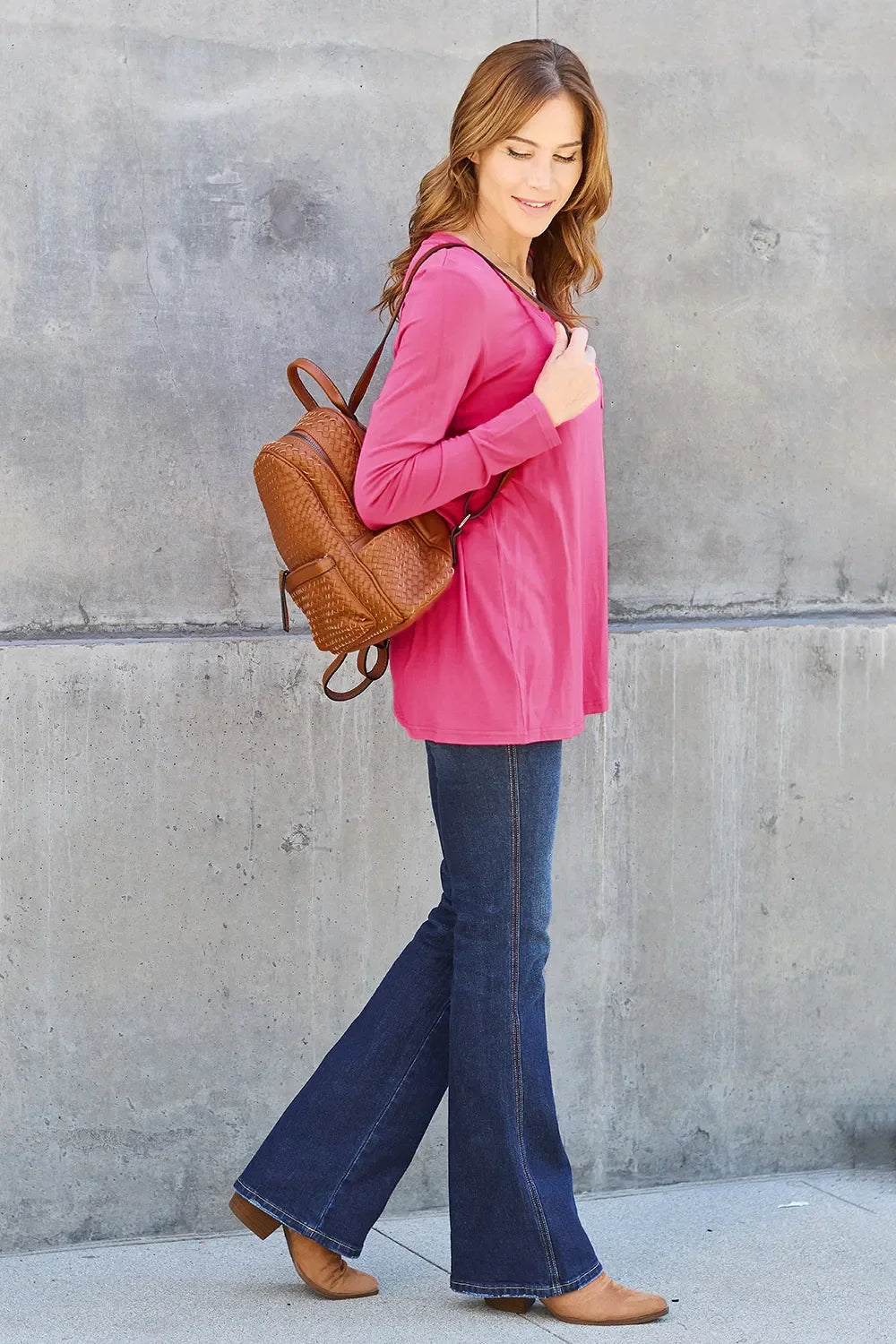 Essential V-Neck Long Sleeve Top in Full Size