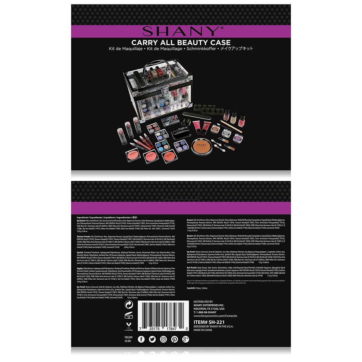 Professional Makeup Train Case with Reusable Aluminum Organizer - Complete Set with Eye Palettes, Blushes, Face Powders, Manicure and Pedicure Tools, and Cosmetic Brushes - Ideal Gift Set