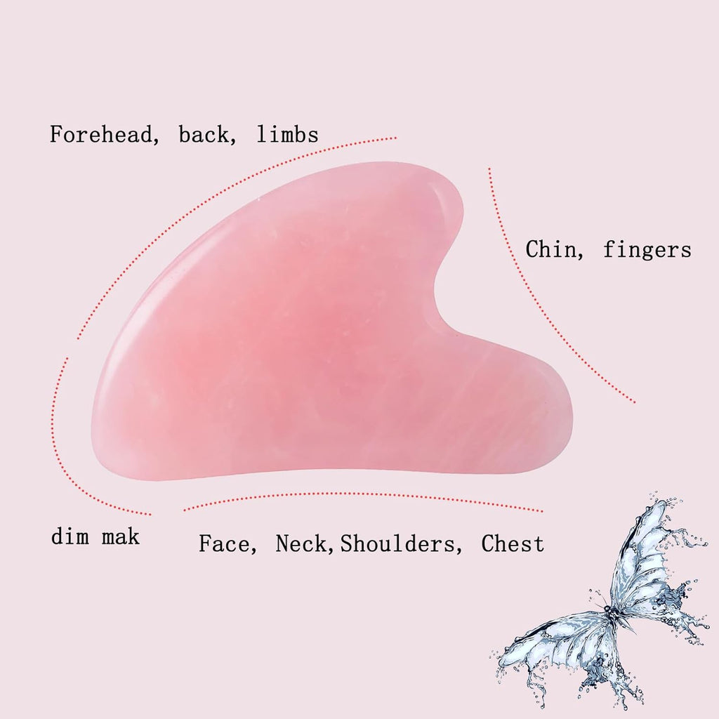 Gua Sha Jade Stone Massage Tool for Facial and Body Care - Pink Spa Acupuncture Accessory for Skin Treatment and Relaxation, Ideal Gift for Women