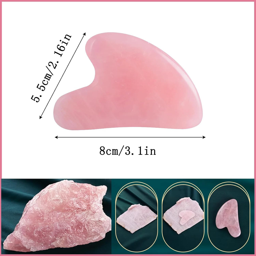 Gua Sha Jade Stone Massage Tool for Facial and Body Care - Pink Spa Acupuncture Accessory for Skin Treatment and Relaxation, Ideal Gift for Women
