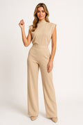 Catharina Women's Jumpsuit – Luxe Satin Finish, Sleeveless, Wide Leg, Open Back