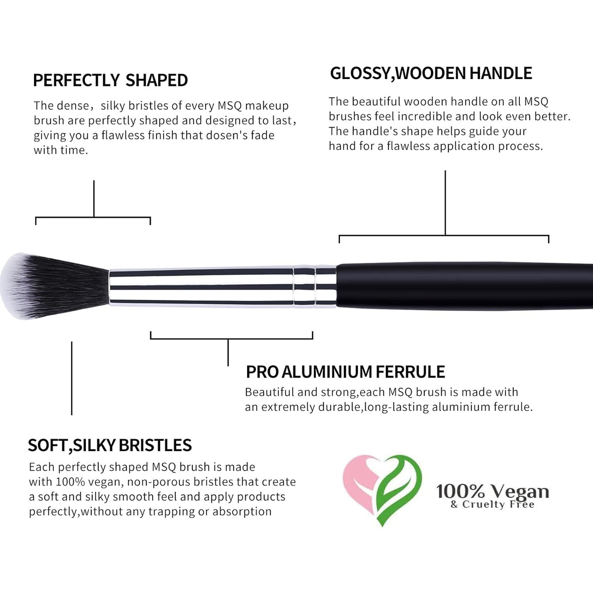 12-Piece Professional Eye Makeup Brush Set with Soft Synthetic Bristles and Extended Wooden Handles for Eyeshadow, Eyelash, Eyebrow, Eyeliner, Blending, and Concealer (Black)