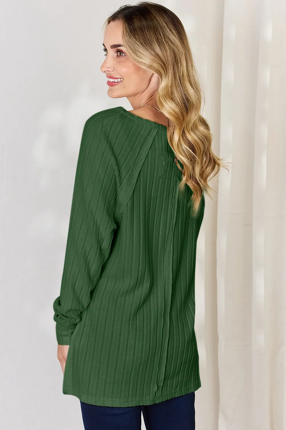 Basic Bae Full Size Ribbed round Neck Slit T-Shirt
