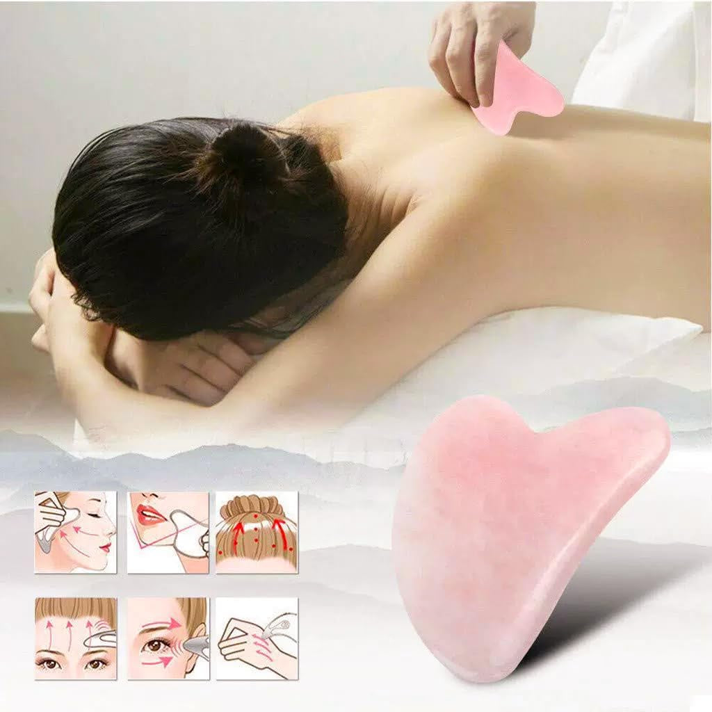 Gua Sha Jade Stone Massage Tool for Facial and Body Care - Pink Spa Acupuncture Accessory for Skin Treatment and Relaxation, Ideal Gift for Women