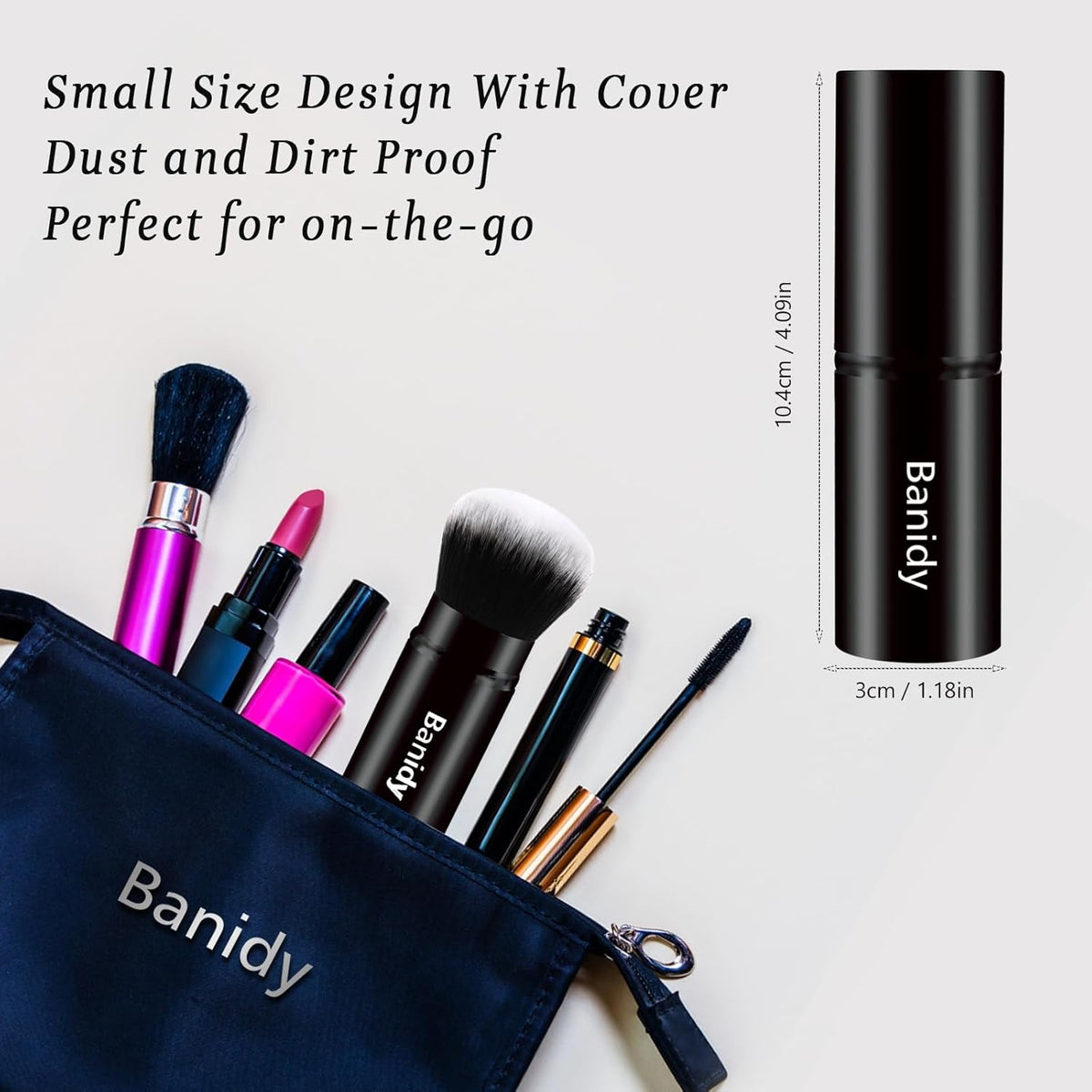 Retractable Kabuki Makeup Brush for Travel - Portable Blush Application