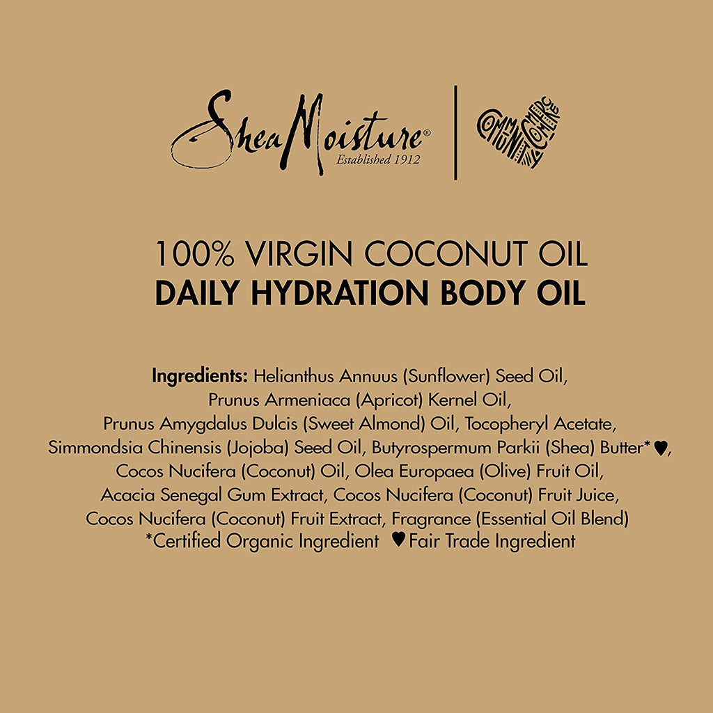 Daily Hydration Body Oil with Virgin Coconut Oil for Dry Skin, Paraben-Free, 8 Oz