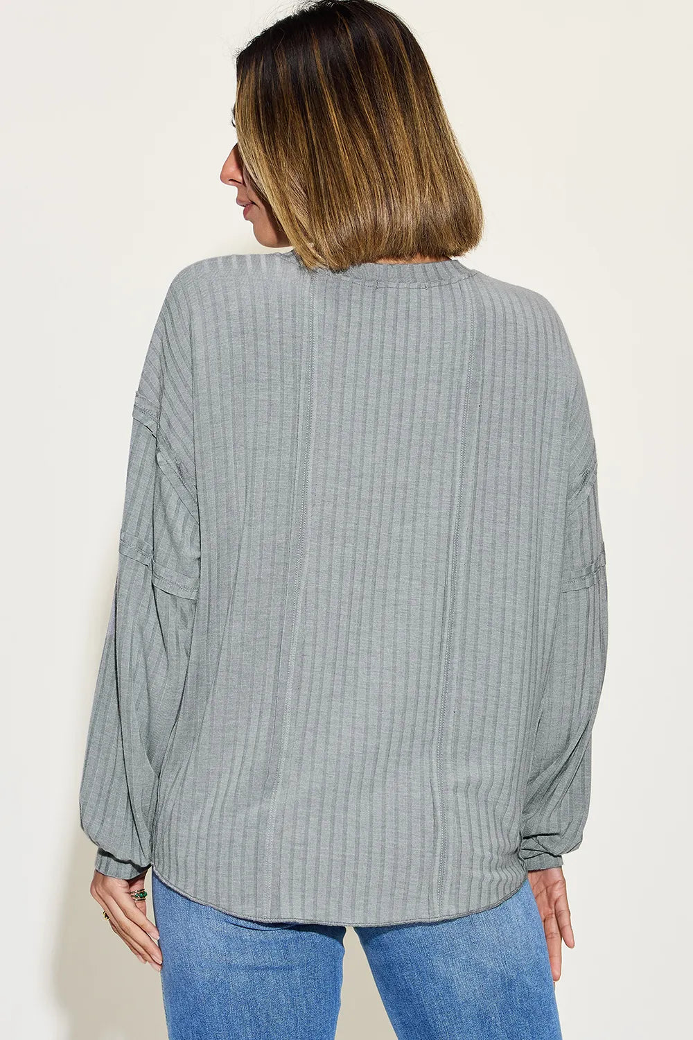 Basic Bae Full Size Ribbed round Neck Long Sleeve T-Shirt